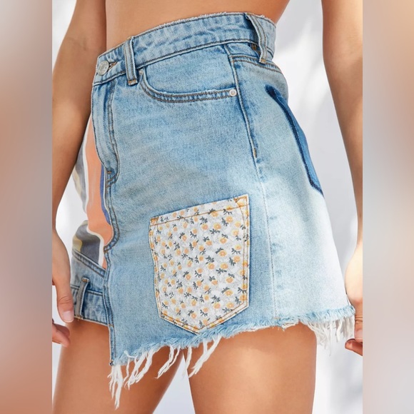 Urban Outfitters BDG Striped Patchwork Denim Mini Skirt - Picture 5 of 14